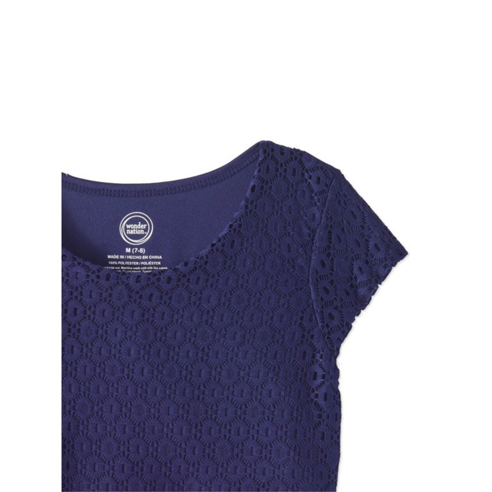 Wonder Nation Girls' Lace Combo Chiffon Crossover Hi-Lo Dress - Picture 3 of 6